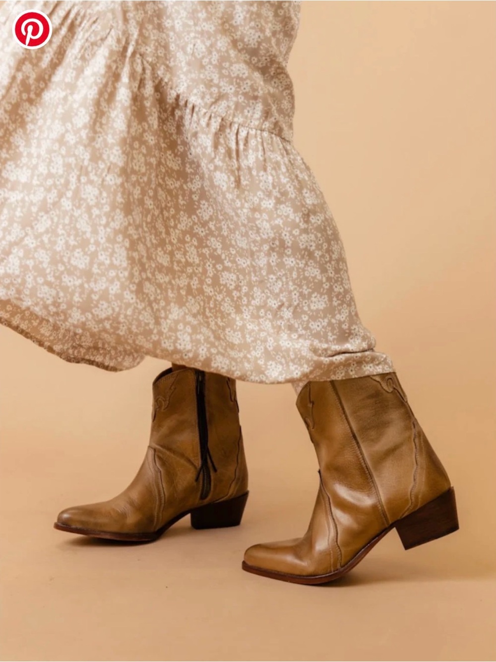 Free People Tan Leather Western Ankle Booties